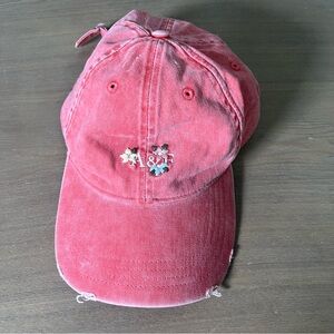 Abercrombie & Fitch Floral Embroidered Hat Coral Pink Color Flowers